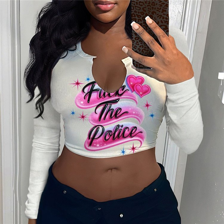 Women U Neck Crop Top 2024 Autumn Long Sleeve Slim Fit Tank Tops Fitness Club Sexy Casual Short Tops