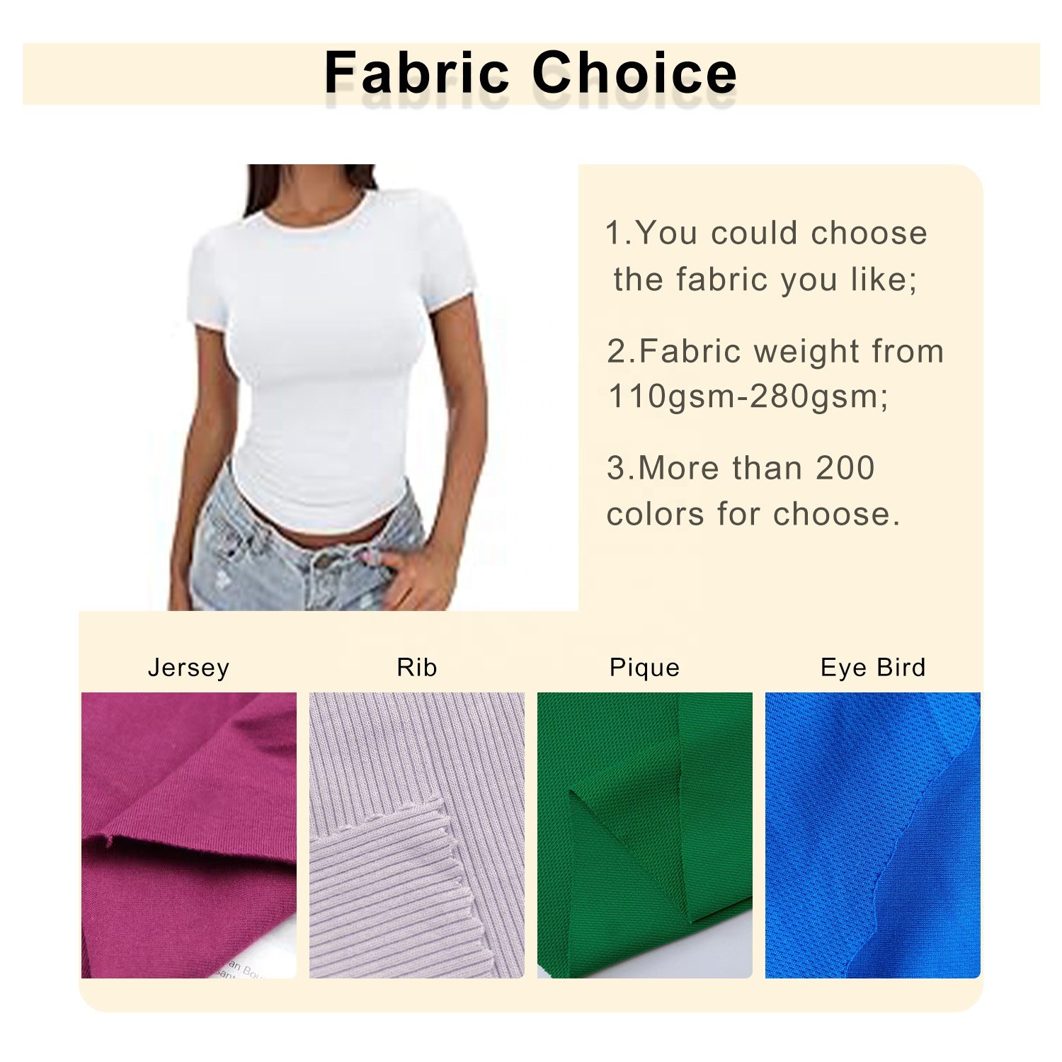 New Trendy Y2k Sexy Thin 95 Cotton 5 Spandex Tight Ribbed Knit Cropped Baby Tee Women Soft Streetwear Customized
