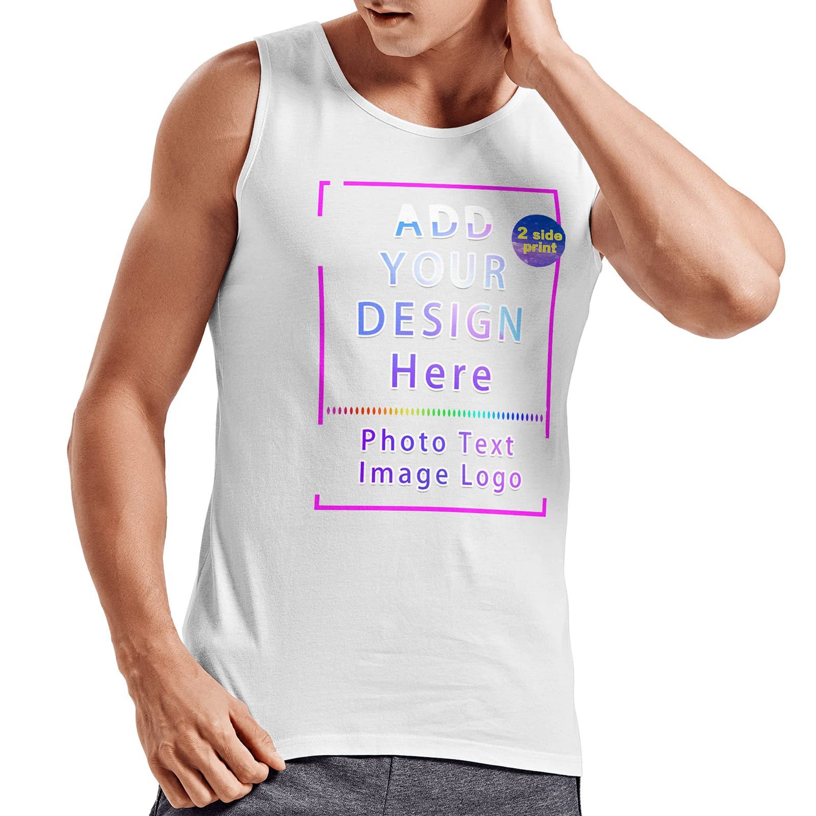 Custom Men Tank Top Brand Logo Personalized Men Tops Sleeveless Design Your Own Picture Photo Text for Gym Running