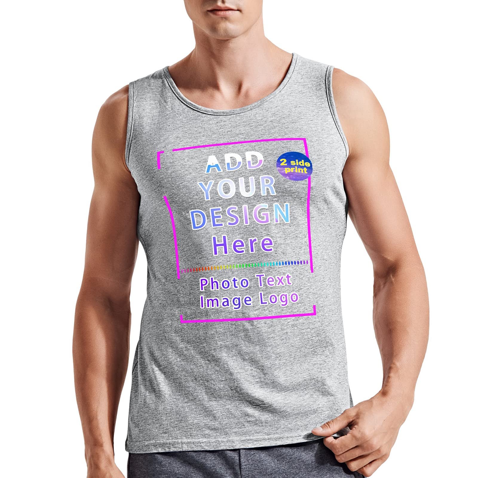 Custom Men Tank Top Brand Logo Personalized Men Tops Sleeveless Design Your Own Picture Photo Text for Gym Running