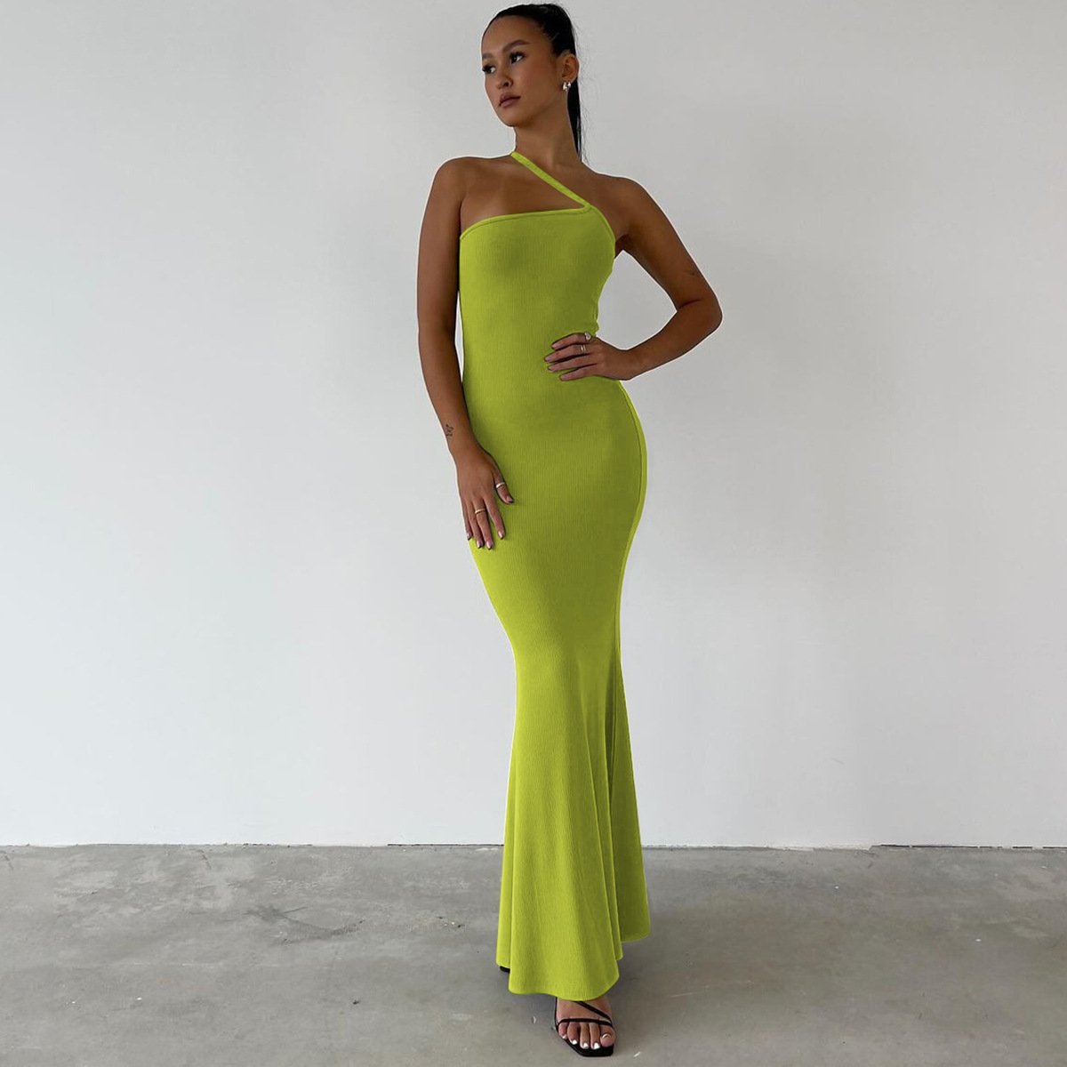 Clothing Manufacturer Custom Cotton Ribbed Casual Dress Soft Long Square Neck Maxi Dress Plus Size Women's Evening Dresses