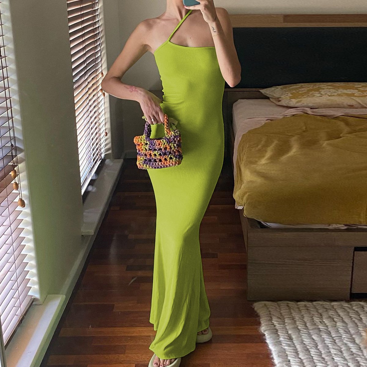 Clothing Manufacturer Custom Cotton Ribbed Casual Dress Soft Long Square Neck Maxi Dress Plus Size Women's Evening Dresses