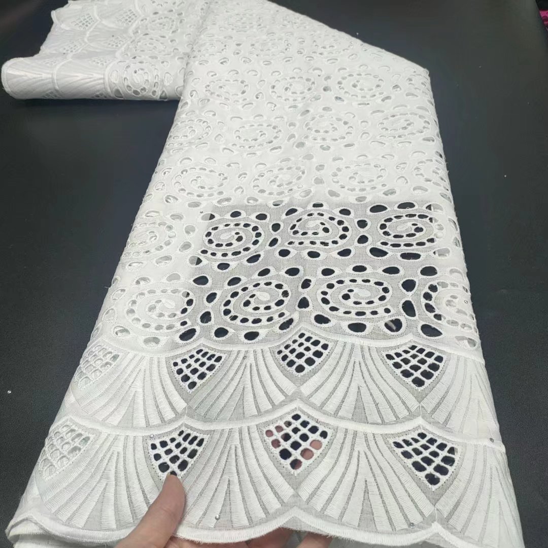 White African Lace Fabric Embroidered Metallic Touch Cotton Polyester Tulle Wedding Dresses Accessories Applique Pattern Optimal