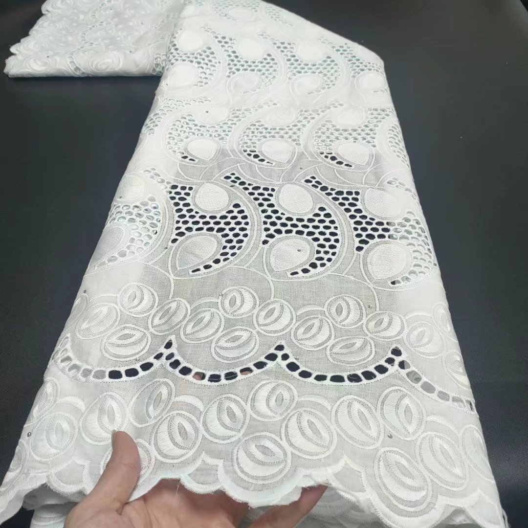 White African Lace Fabric Embroidered Metallic Touch Cotton Polyester Tulle Wedding Dresses Accessories Applique Pattern Optimal