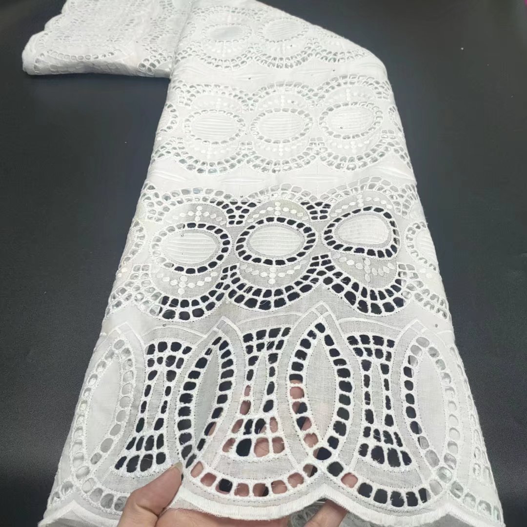White African Lace Fabric Embroidered Metallic Touch Cotton Polyester Tulle Wedding Dresses Accessories Applique Pattern Optimal