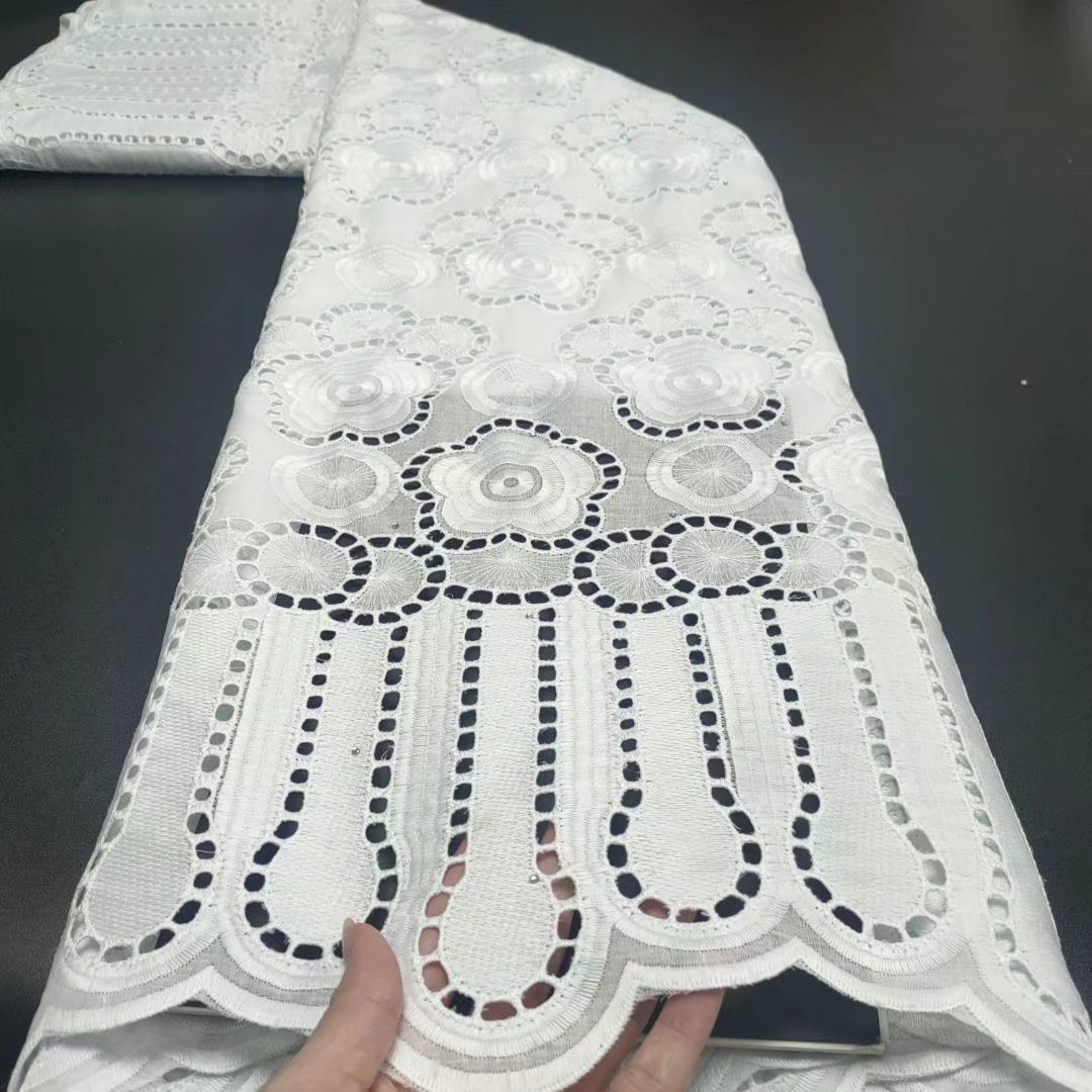 White African Lace Fabric Embroidered Metallic Touch Cotton Polyester Tulle Wedding Dresses Accessories Applique Pattern Optimal