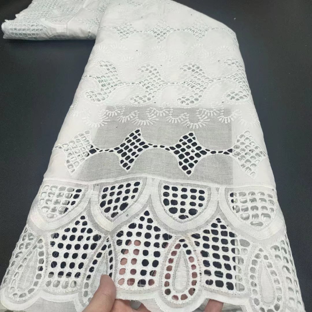 White African Lace Fabric Embroidered Metallic Touch Cotton Polyester Tulle Wedding Dresses Accessories Applique Pattern Optimal