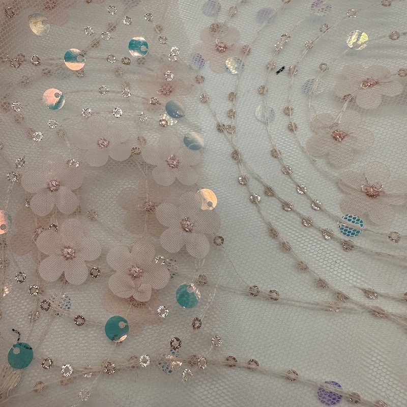 New Fashion 100%polyester 70gsm Mesh Lace Sequin Embroidery Fabric For Women Stage Clothing