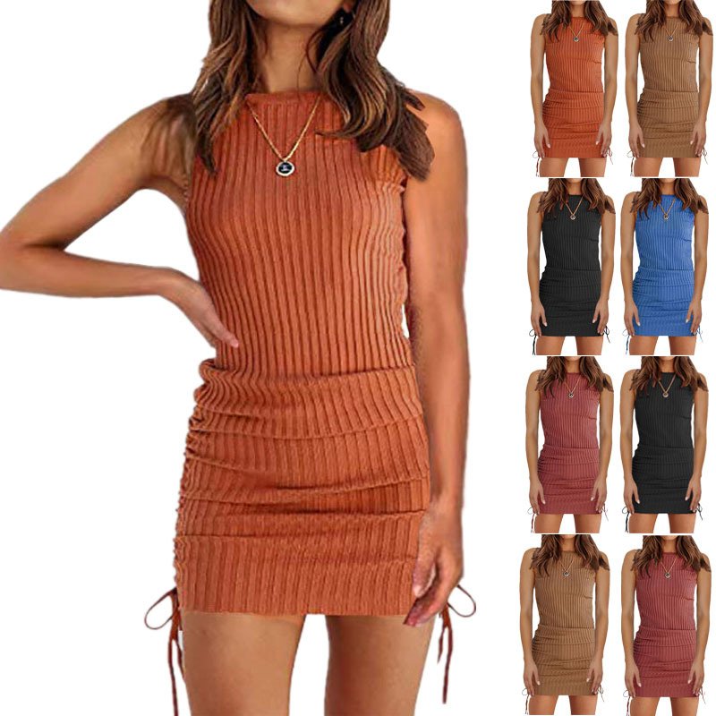 Low Moq Rib Knit Dress Ribbed Knit Maxi Dresses New Knitted Ribbed Dress