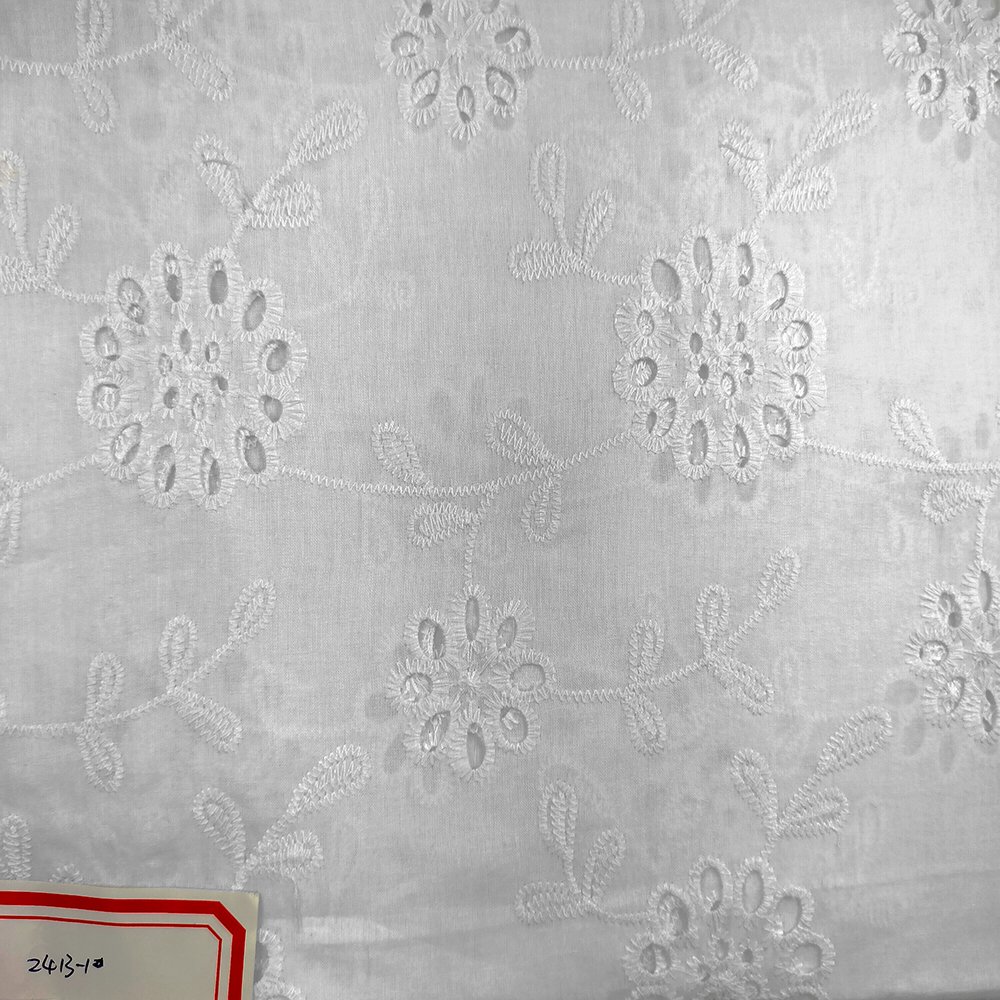 Wholesale Stock White Cotton Lace Embroidery Fabric For Baby&Kid&Toddler Cloth