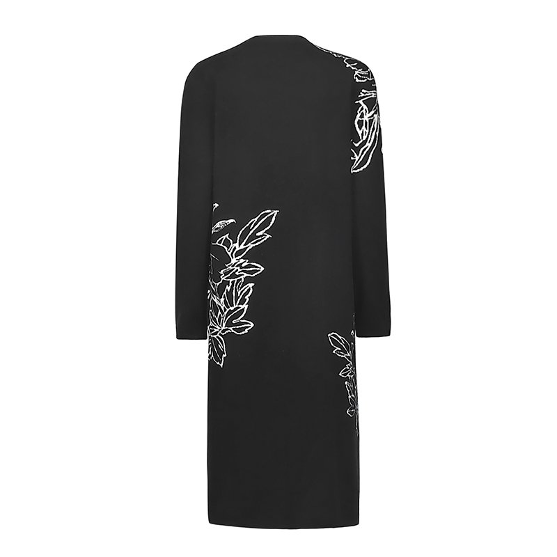 Knitwear Manufacturer's Fall Winter Design V Neck Long Sleeved Sequins Rib Black Maxi Plus Size Knit Cardigan Dress