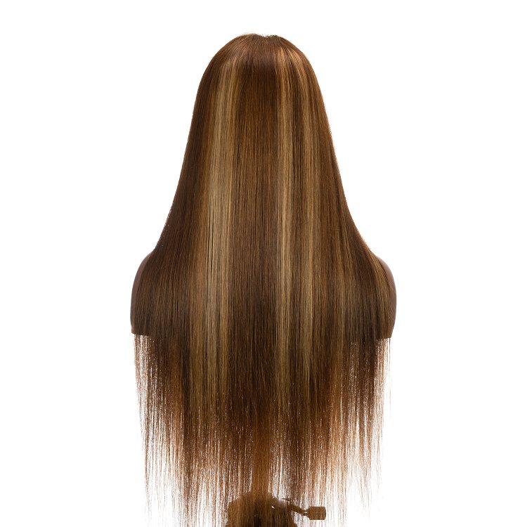 ZSF Brazilian Virgin Cuticle Aligned Hair Vendors Per Plucked Highlight 4/27# Piano Color Transparent Lace Front Human Hair Wigs