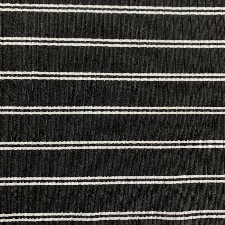 yarn dyed polyester spandex black white stripe fabric for swimwear bikini 4 way stretch jacquard custom knit rib fabric