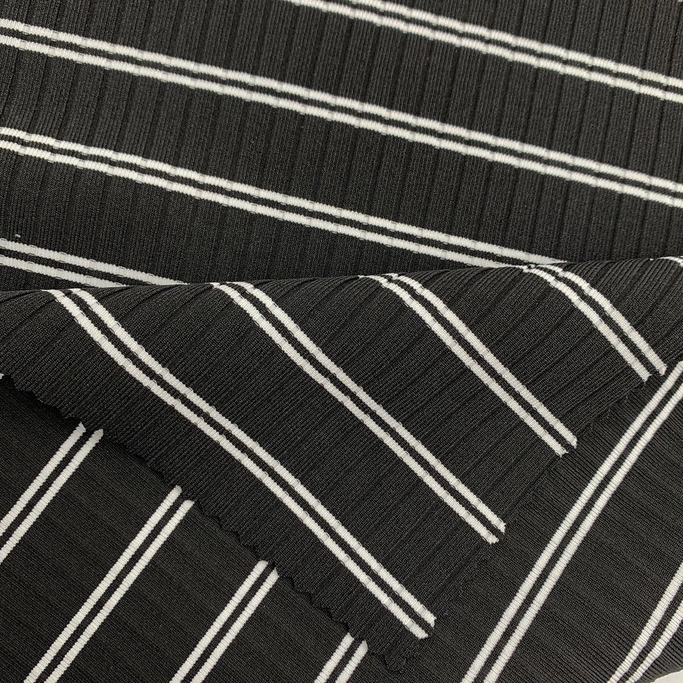 yarn dyed polyester spandex black white stripe fabric for swimwear bikini 4 way stretch jacquard custom knit rib fabric