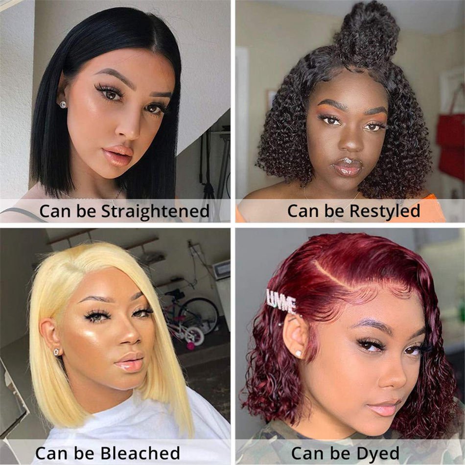 Cheap Kinky Curly Human Hair Short Bob Wigs Human Hair Swiss Lace Front Wigs For Black Women Hd Lace Frontal Wigs Human Hair