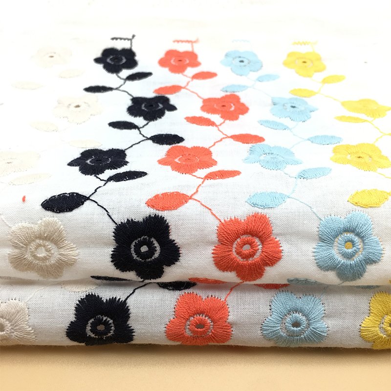 Wholesale Cheap Price White Voile Floral Embroidery Cotton Lace Fabric For Women Dress