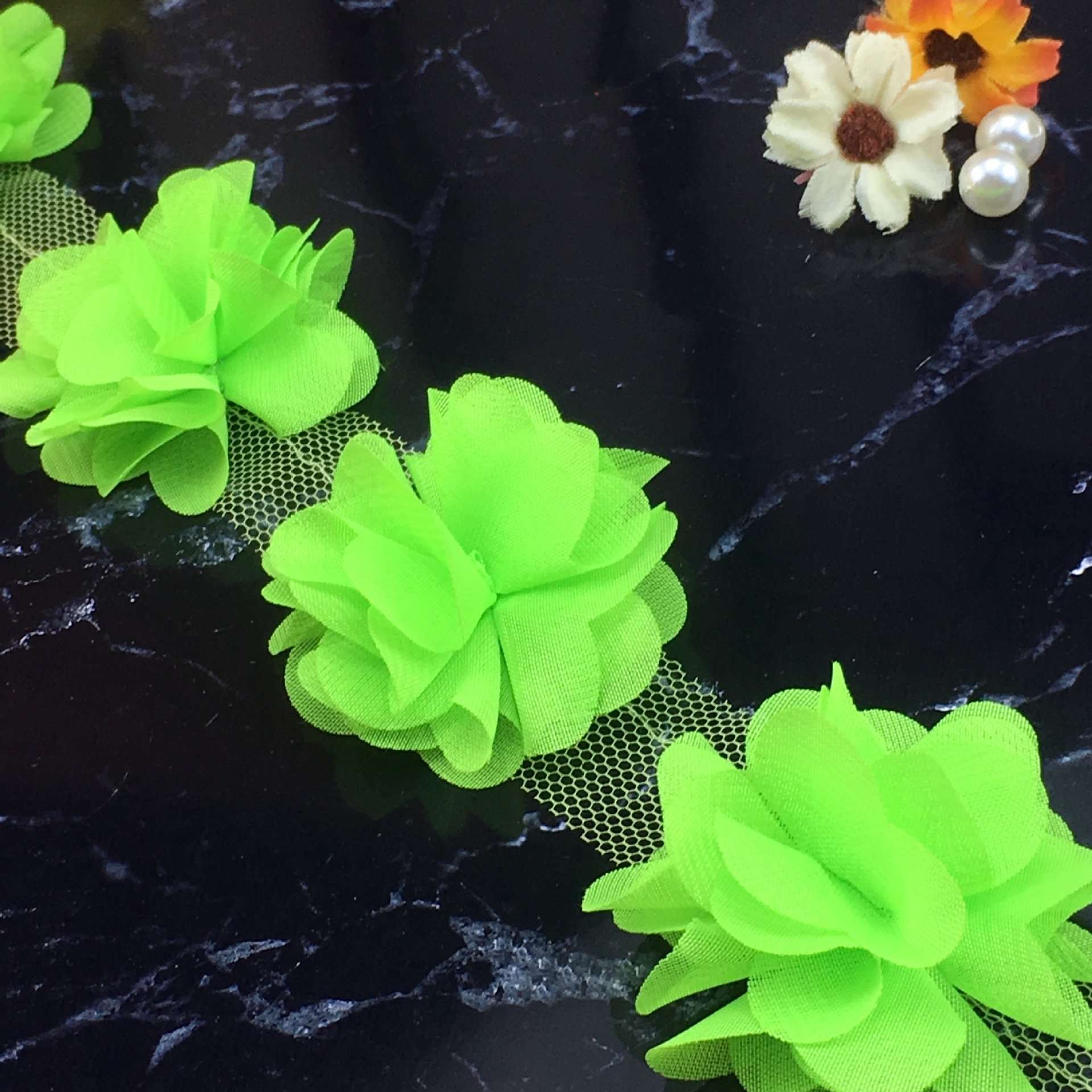 Factory Sale 5CM Flower lace trim Multicolor Flower 3D Chiffon Lace ribbon for dresses