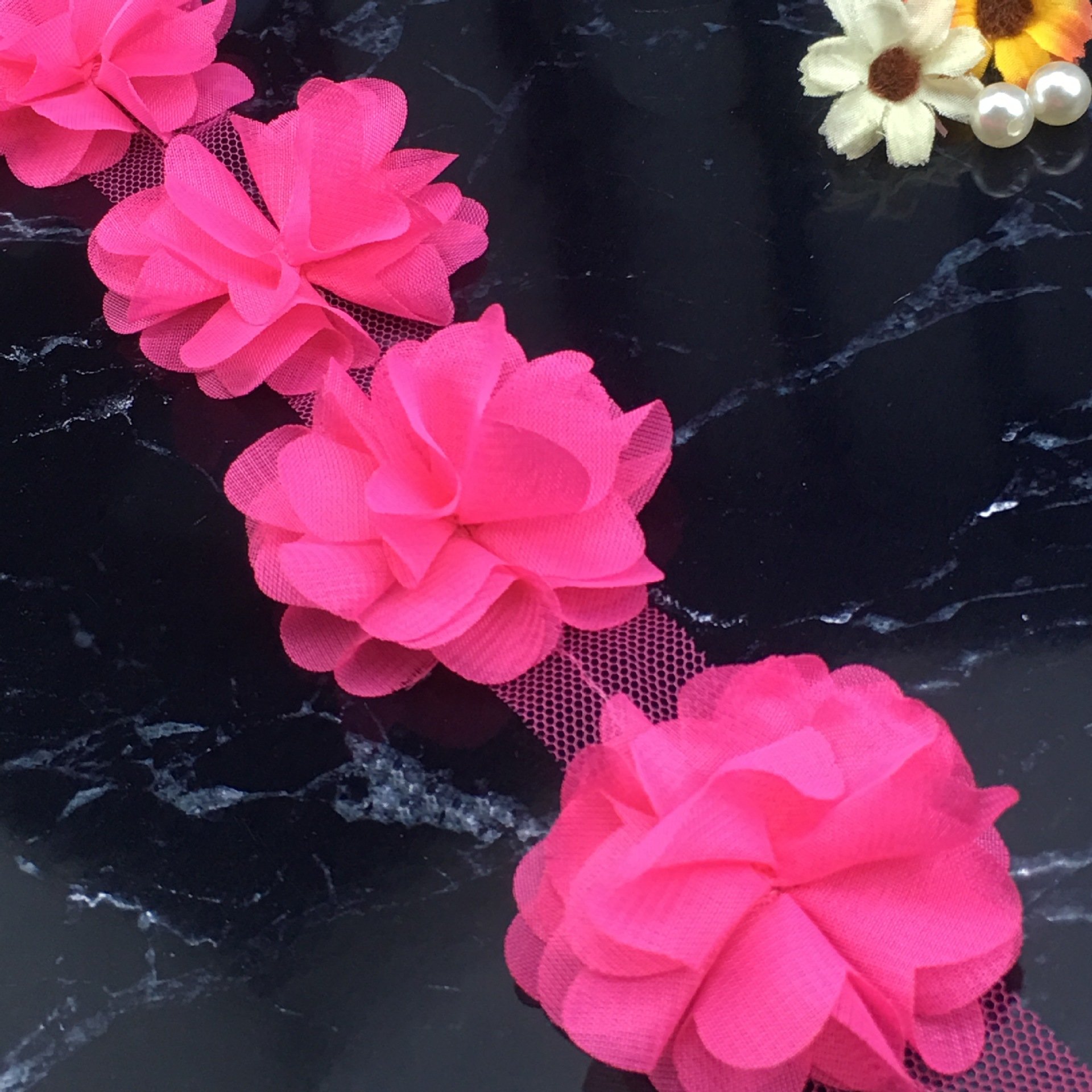 Factory Sale 5CM Flower lace trim Multicolor Flower 3D Chiffon Lace ribbon for dresses