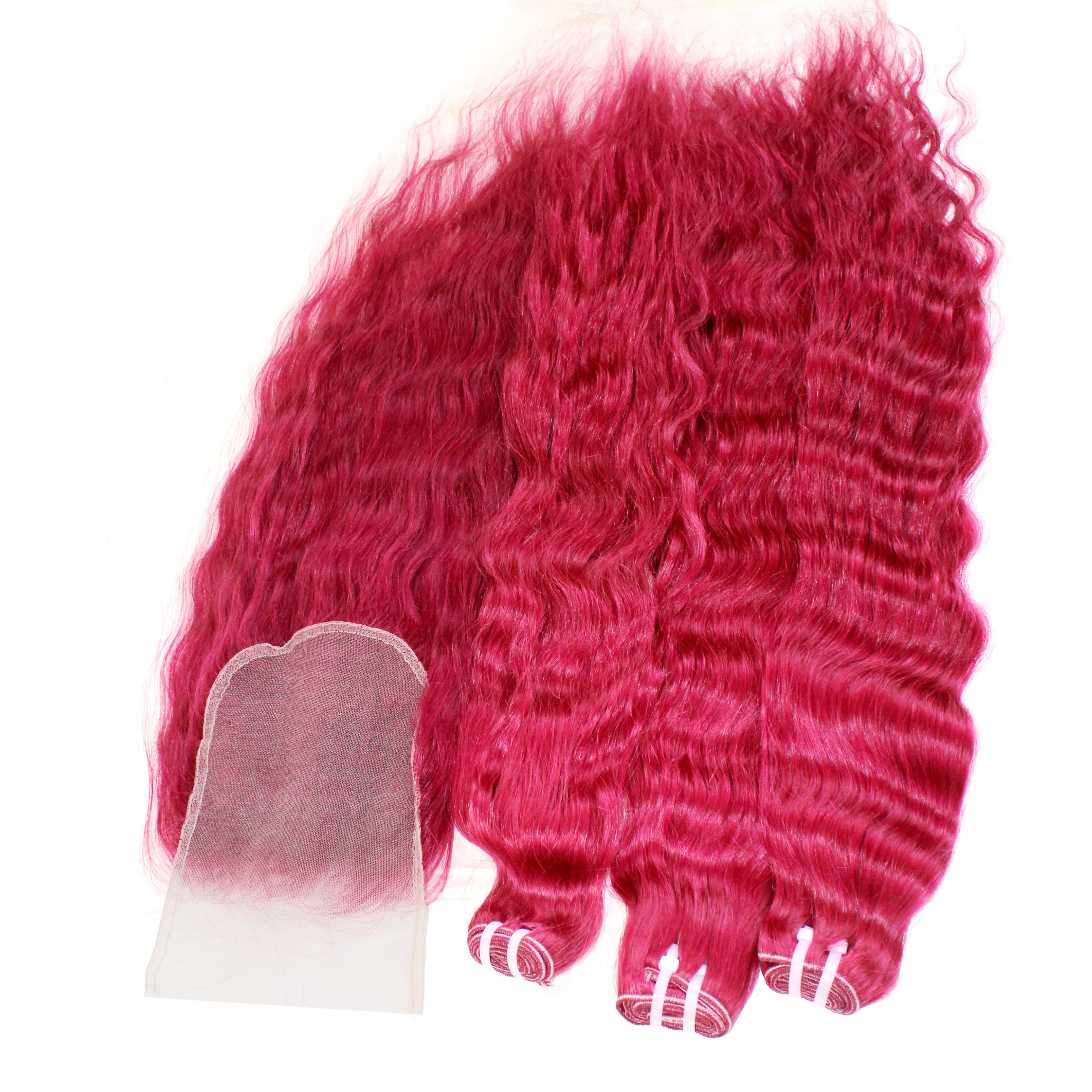 Vietnamese Women's 10-40 Inch Highlighted Red Human Hair Wig Loose Water Wave 4x4 5x5 Lace Closure Frontal HD Lace Color natural