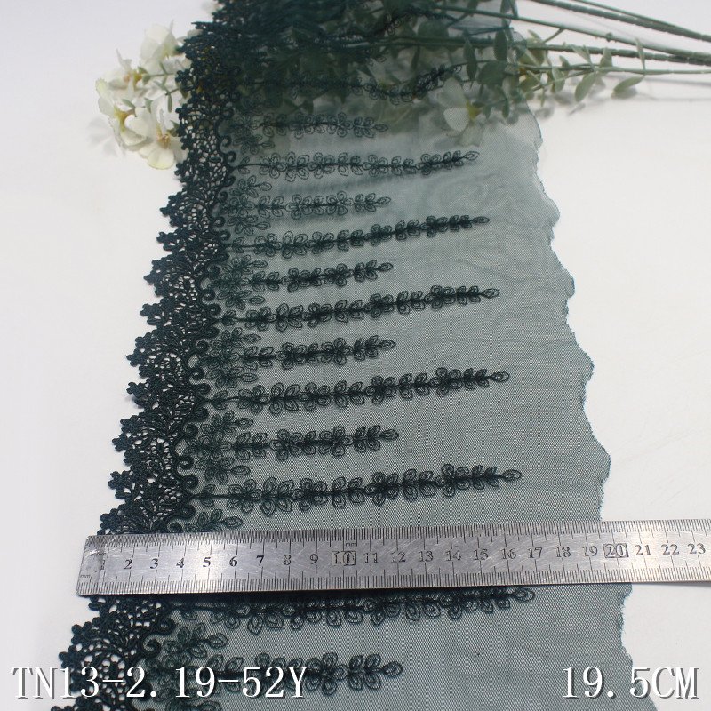 Delicate Flowers Tulle Embroidery Lace Dark Green Mesh Lace Fabric For Women Dress Garment