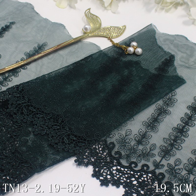 Delicate Flowers Tulle Embroidery Lace Dark Green Mesh Lace Fabric For Women Dress Garment