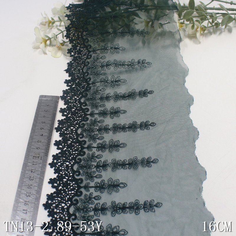 Delicate Flowers Tulle Embroidery Lace Dark Green Mesh Lace Fabric For Women Dress Garment