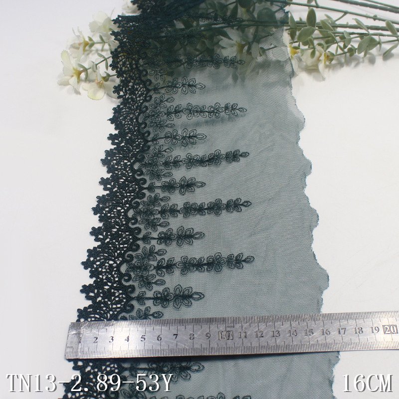 Delicate Flowers Tulle Embroidery Lace Dark Green Mesh Lace Fabric For Women Dress Garment