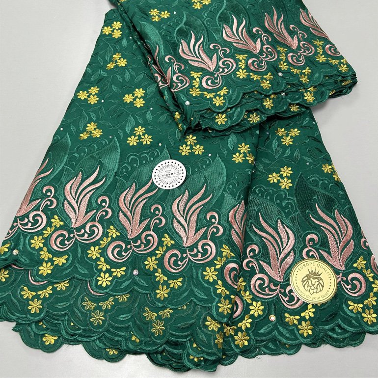 HFX Tissu Dubai Cristal Coton Quality African Swiss Voile Lace Fabric 2024 High Quality Nigerian Embroidery Lace Fabric