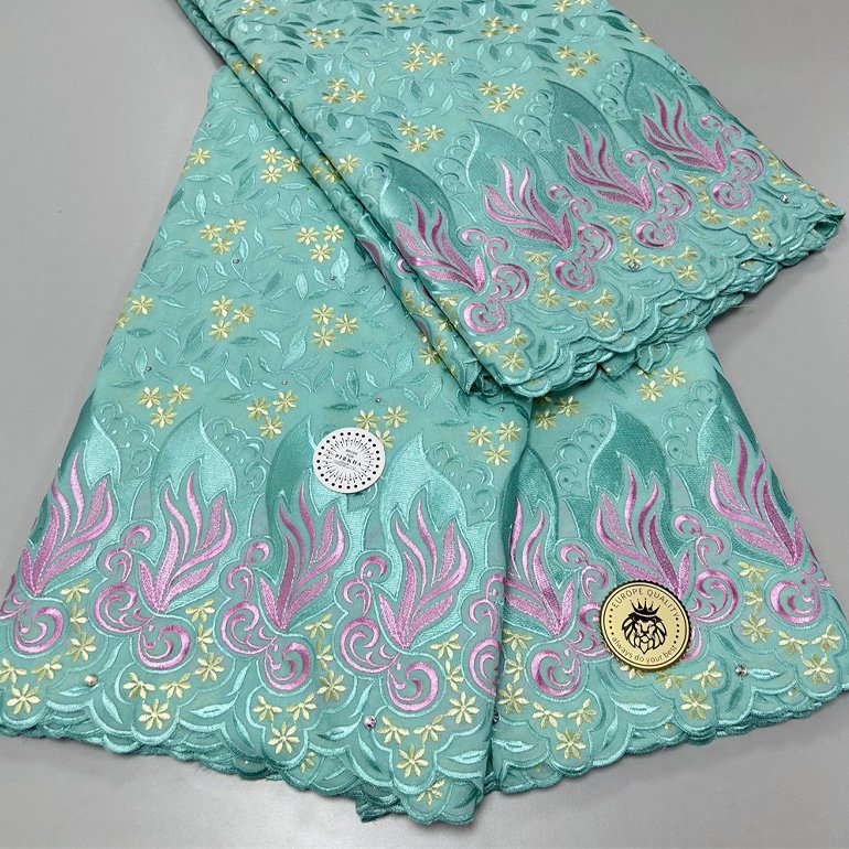 HFX Tissu Dubai Cristal Coton Quality African Swiss Voile Lace Fabric 2024 High Quality Nigerian Embroidery Lace Fabric