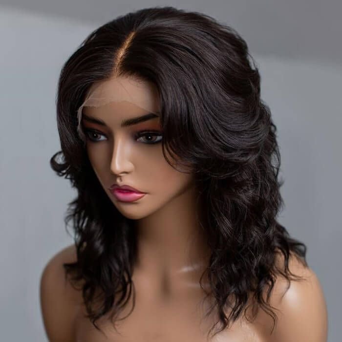 Wholesale WAVY WOLF CUT WITH CURTAIN BANGS 13X4 LACE FRONT WIG