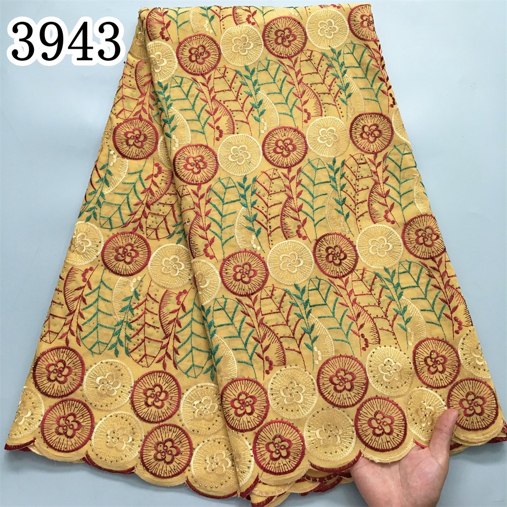 African Lace Fabric 2024 Newest Nigerian Cotton Lace Fabric Swiss Voile Lace for Sew Women Wedding Party Dresses 3943