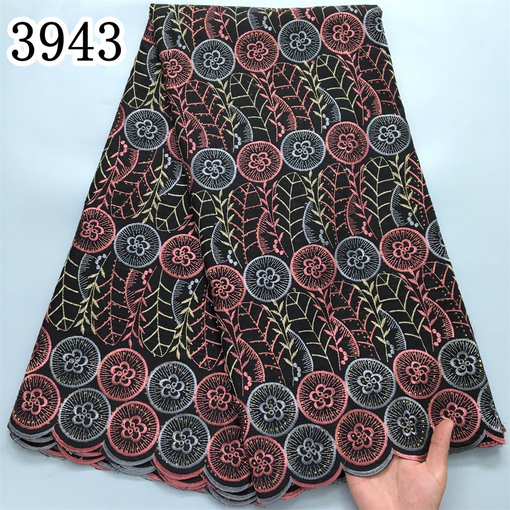 African Lace Fabric 2024 Newest Nigerian Cotton Lace Fabric Swiss Voile Lace for Sew Women Wedding Party Dresses 3943