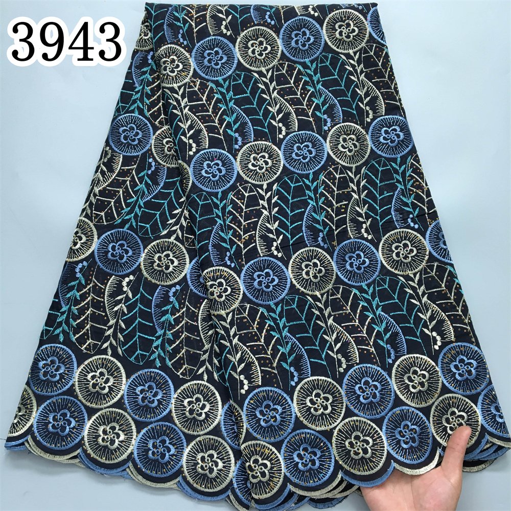 African Lace Fabric 2024 Newest Nigerian Cotton Lace Fabric Swiss Voile Lace for Sew Women Wedding Party Dresses 3943