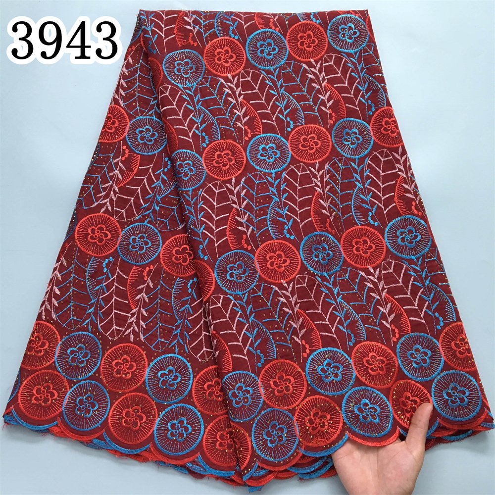 African Lace Fabric 2024 Newest Nigerian Cotton Lace Fabric Swiss Voile Lace for Sew Women Wedding Party Dresses 3943