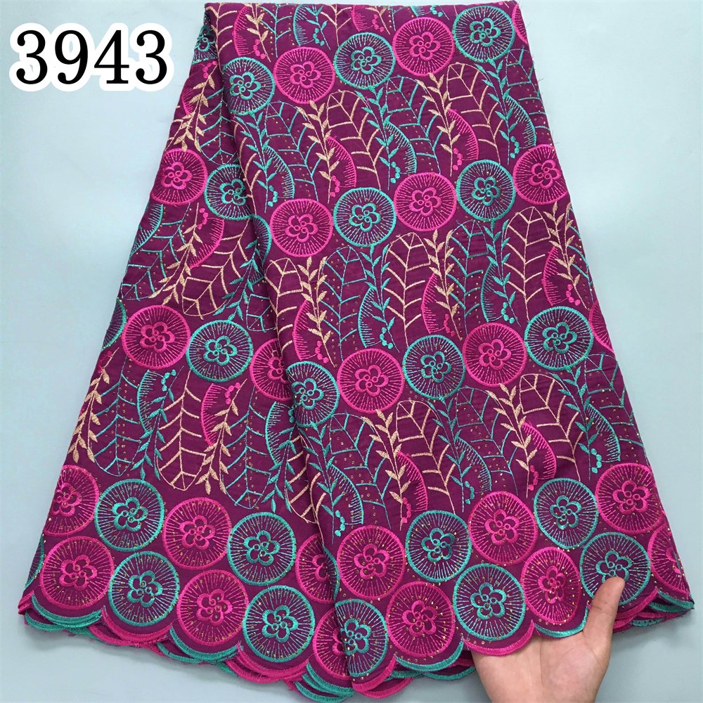 African Lace Fabric 2024 Newest Nigerian Cotton Lace Fabric Swiss Voile Lace for Sew Women Wedding Party Dresses 3943
