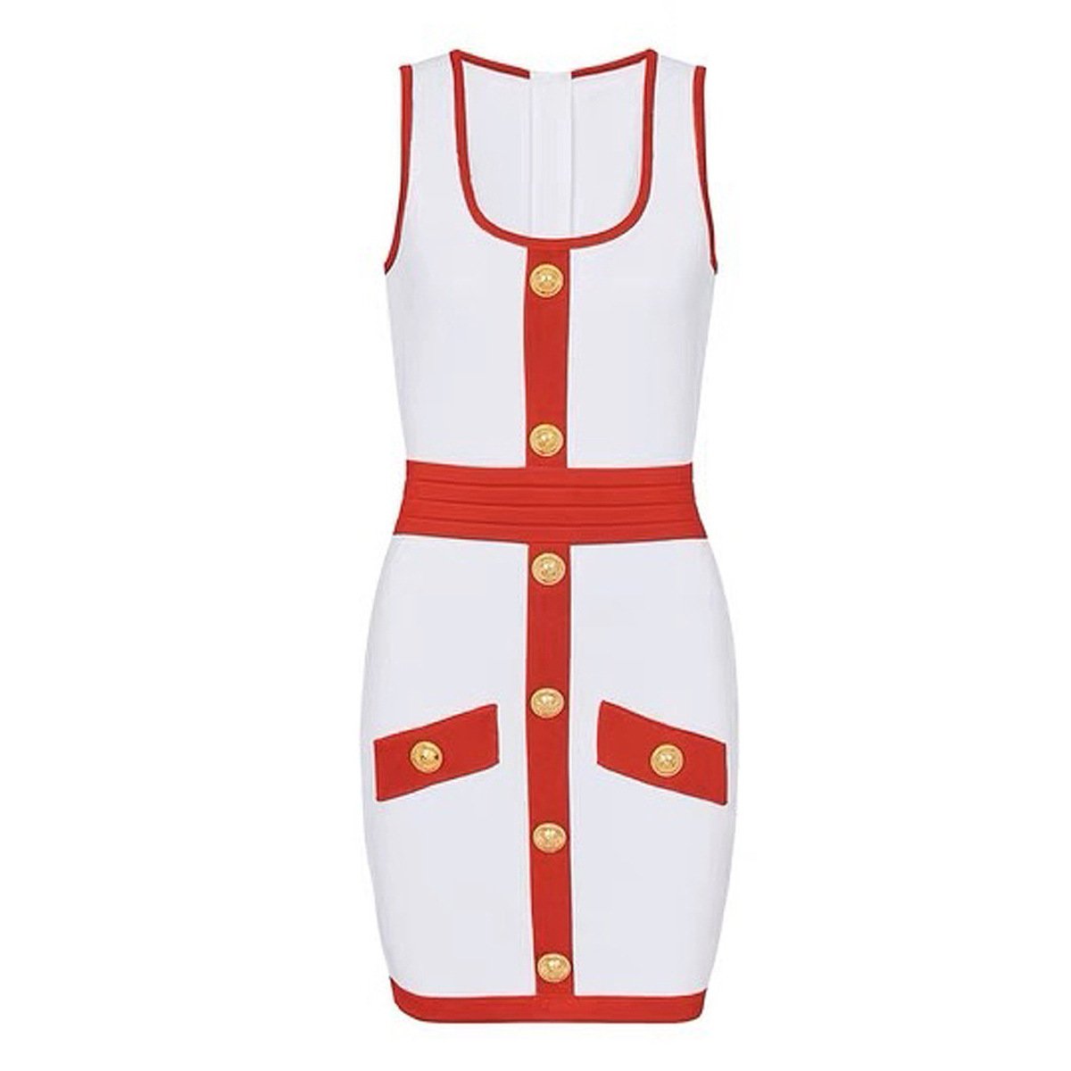 2024 Summer Ladies New Ribbed Fabric U-neck Slim Fit Women Sleeveless Knit Dress