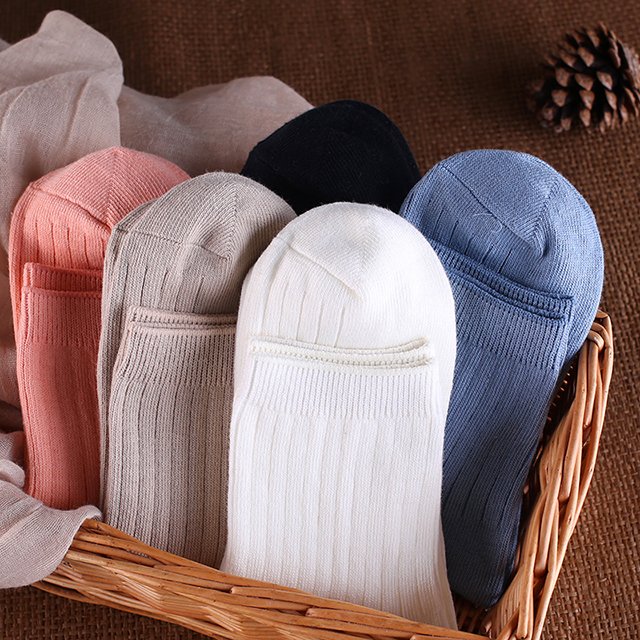 2024 2024 breathable Loose Mouth Solid Color Ribbed Crew Cotton Socks hot pink young girls tube socks