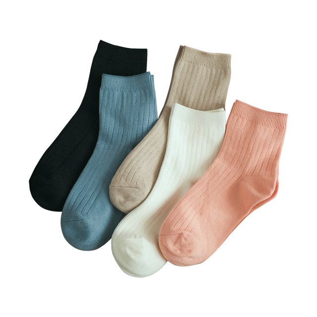 2024 2024 breathable Loose Mouth Solid Color Ribbed Crew Cotton Socks hot pink young girls tube socks