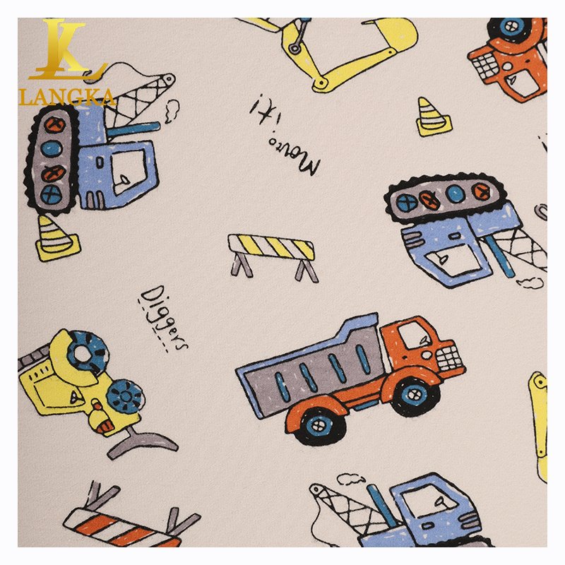 Langka hot selling 32S 260gsm knitting 95 cotton 5 spandex rib custom print fabric