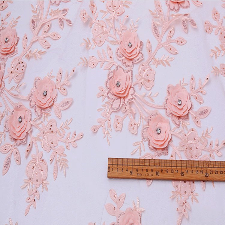 Tulle mesh flower fabric 100% polyester mesh fabric floral embroidered tulle fabric