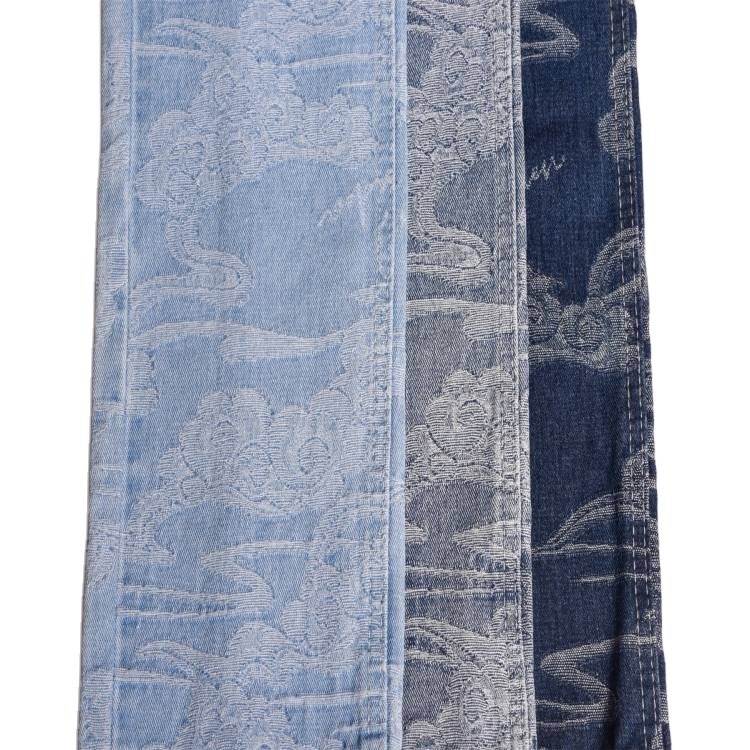Denim fabric jacquard 9.9 oz 100% Cotton Viscose fancy and fashion denim Denim fabric
