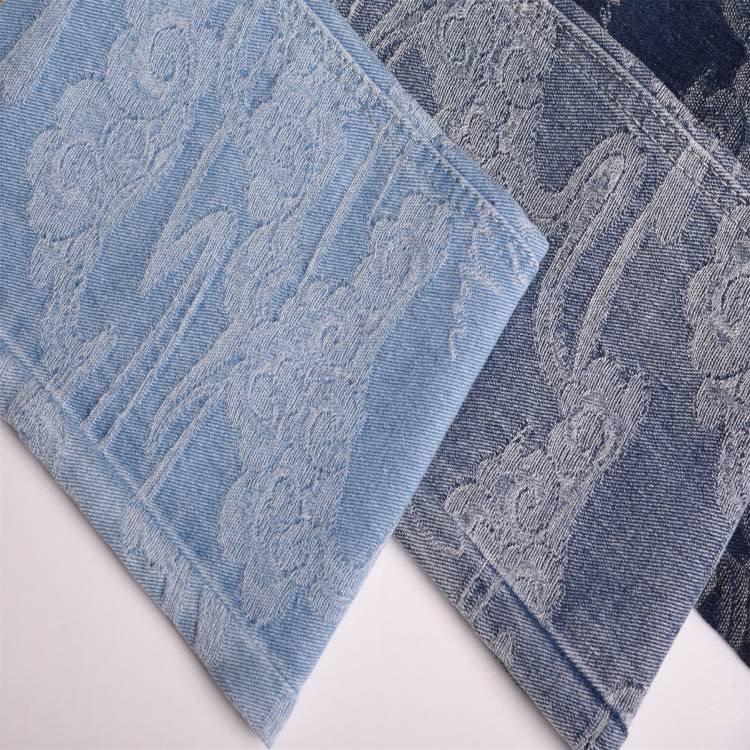 Denim fabric jacquard 9.9 oz 100% Cotton Viscose fancy and fashion denim Denim fabric
