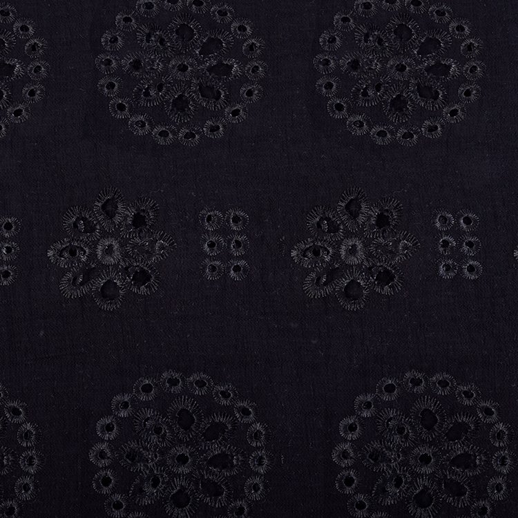 Fast Shipping Fashion Women Dress Circle Pattern Black Color Cotton Eyelet Lace Embroidery Fabric For Dresses
