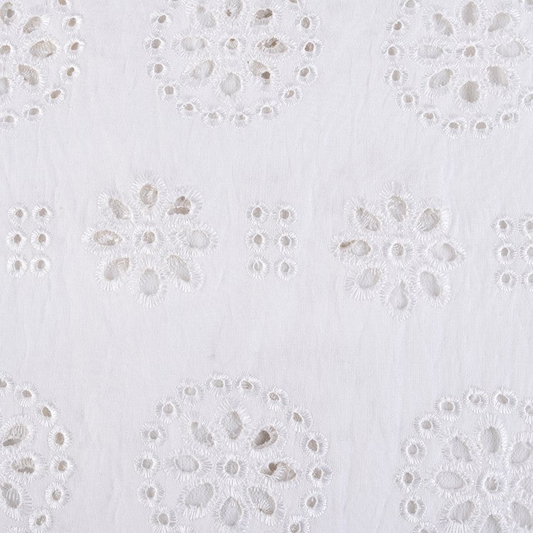 Fast Shipping Fashion Women Dress Circle Pattern Black Color Cotton Eyelet Lace Embroidery Fabric For Dresses