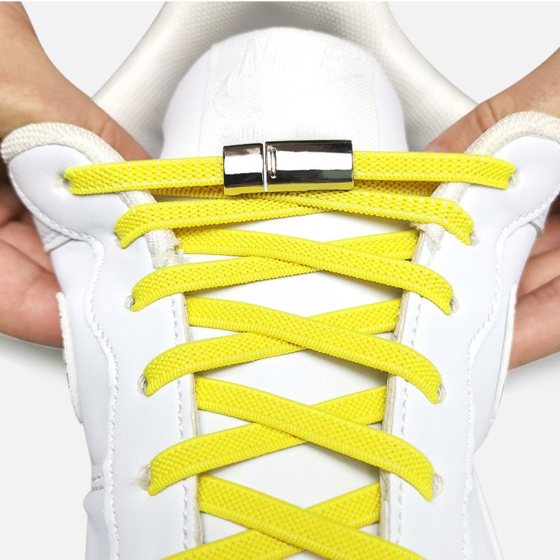 No Tie Elastic Shoelace Lazy Metal Magnetic LOCK Buckle Elastic Shoe Laces