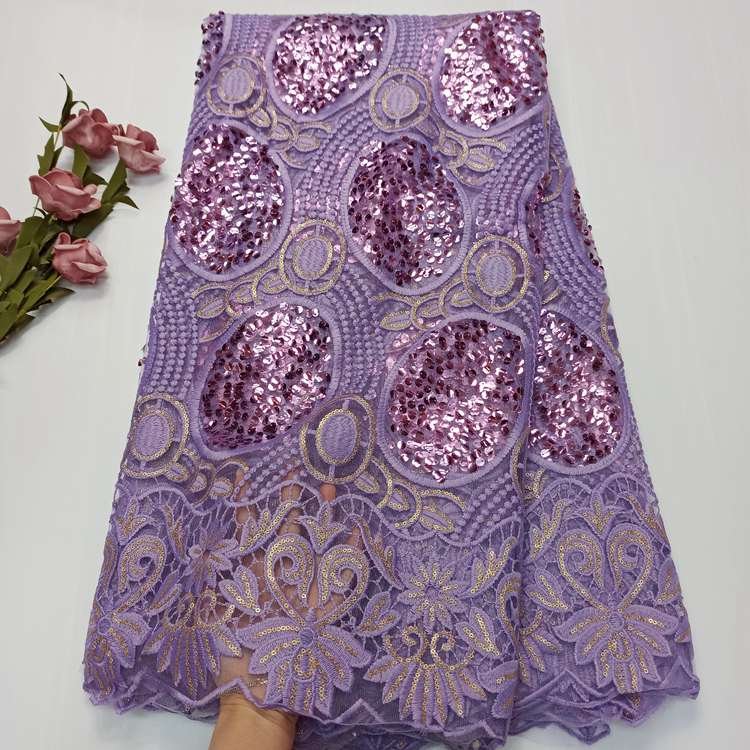 OK1016 New Style 2021 French Sequins Net lace fabrics Beautiful Nigerian Embroidery Party Tulle lace fabrics