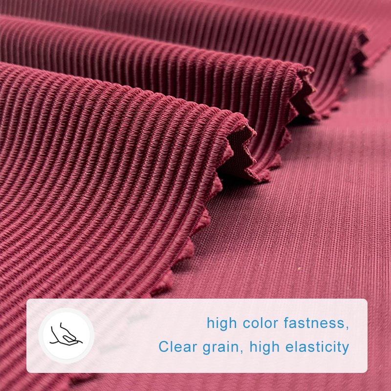 Custom high elastic rib fabric 260g lightweight fine yoga wear stretch apparel sportswear fabric