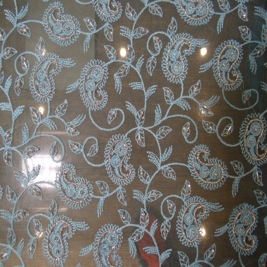fixed stone beaded peal embroidery lace fabric embroidery fabric