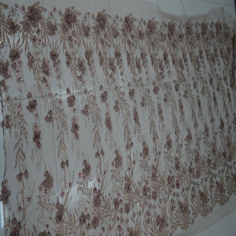 fixed stone beaded peal embroidery lace fabric embroidery fabric