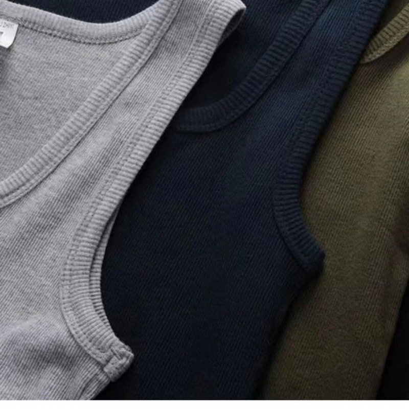 quality blank workout tank top ribbed tank top men Square Collar fitness gym tank top for men